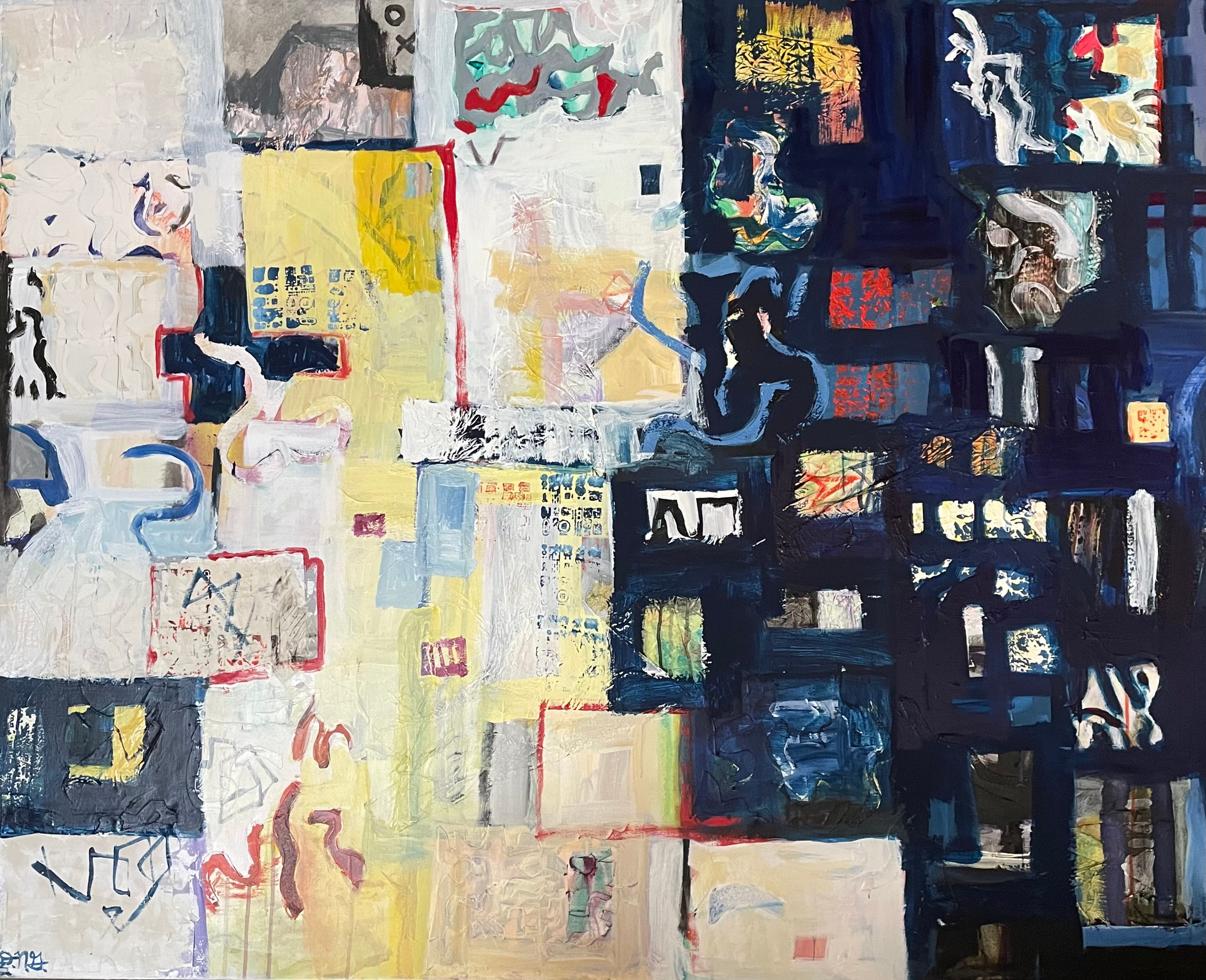 Form is Emptiness by David Noah Giles — acrylic and collage on panel, 36 x 36 inches
